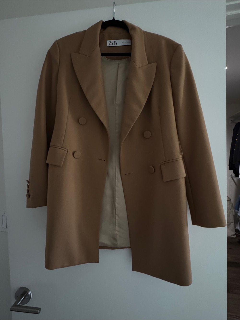 ZARA Double-Breasted Camel Blazer Jacket